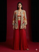 Regal Orange Embroidered Co Ord