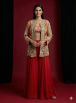 Regal Orange Embroidered Co Ord