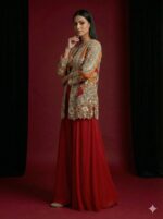 Regal Orange Embroidered Co Ord