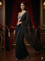 Regal Black Embellished Saree