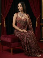 Deep Maroon Floral Saree