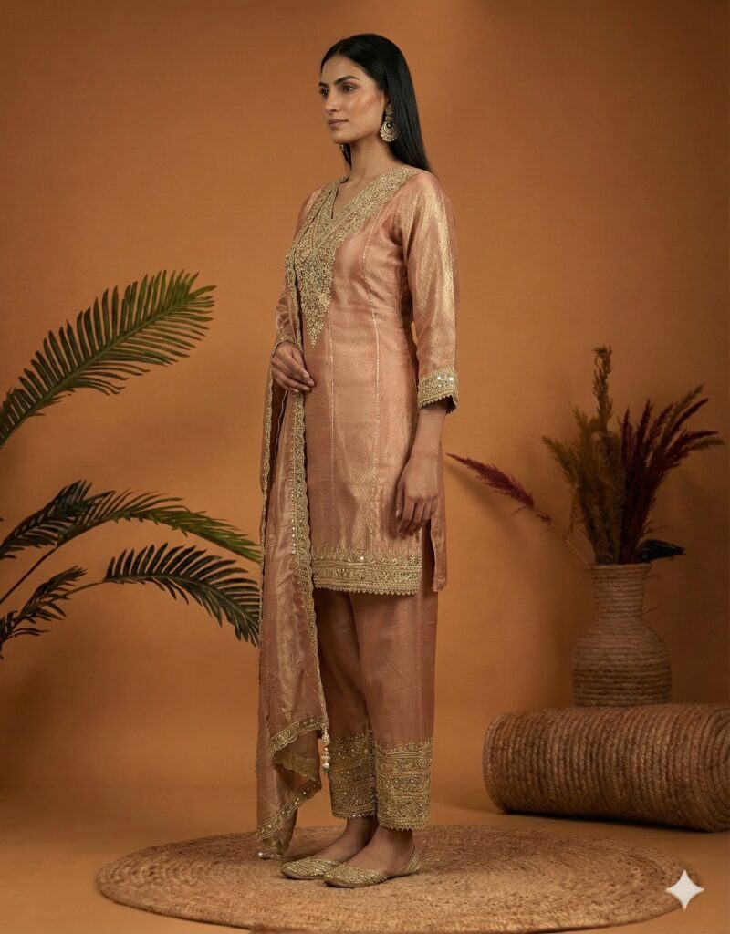 Pastel Gold Embellished Suit