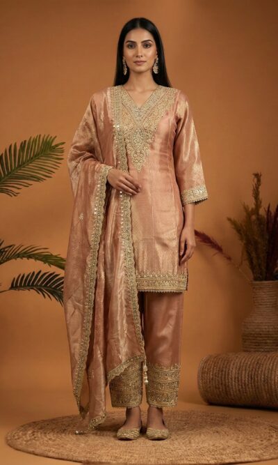 Pastel Gold Embellished Suit