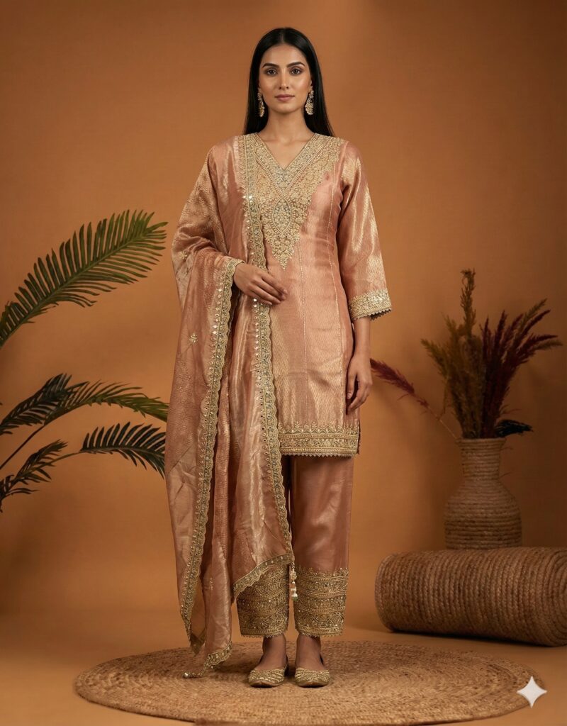 Pastel Gold Embellished Suit