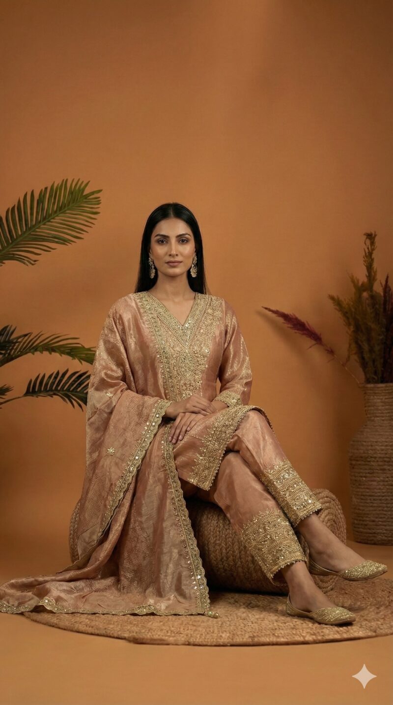 Pastel Gold Embellished Suit