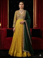 Emerald Mustard Royal Anarkali