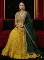 Emerald Mustard Royal Anarkali