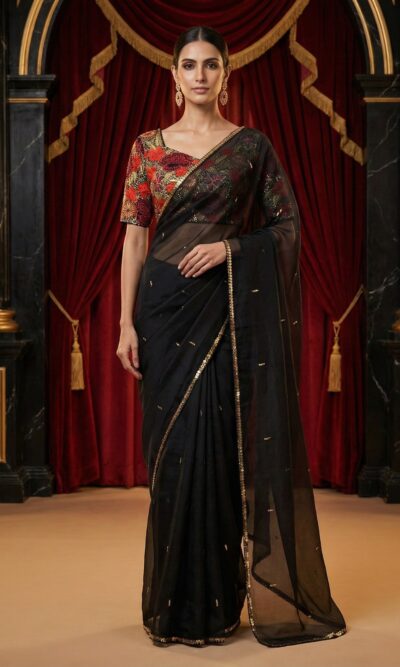 Noir Bloom Saree