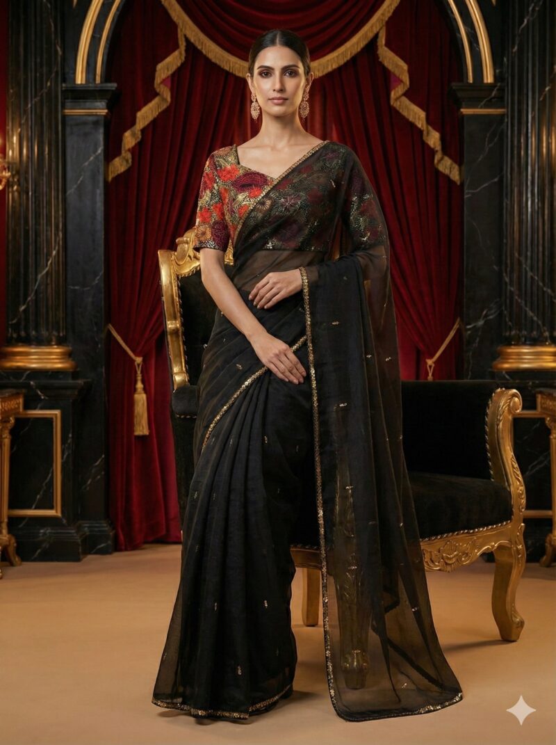 Noir Bloom Saree