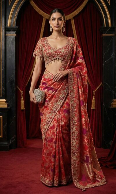 Timeless Scarlet Heritage Saree