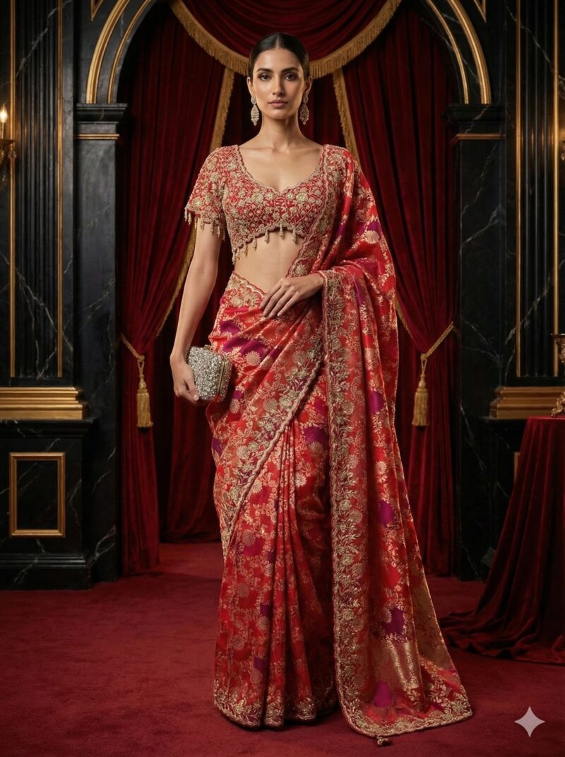 Timeless Scarlet Heritage Saree