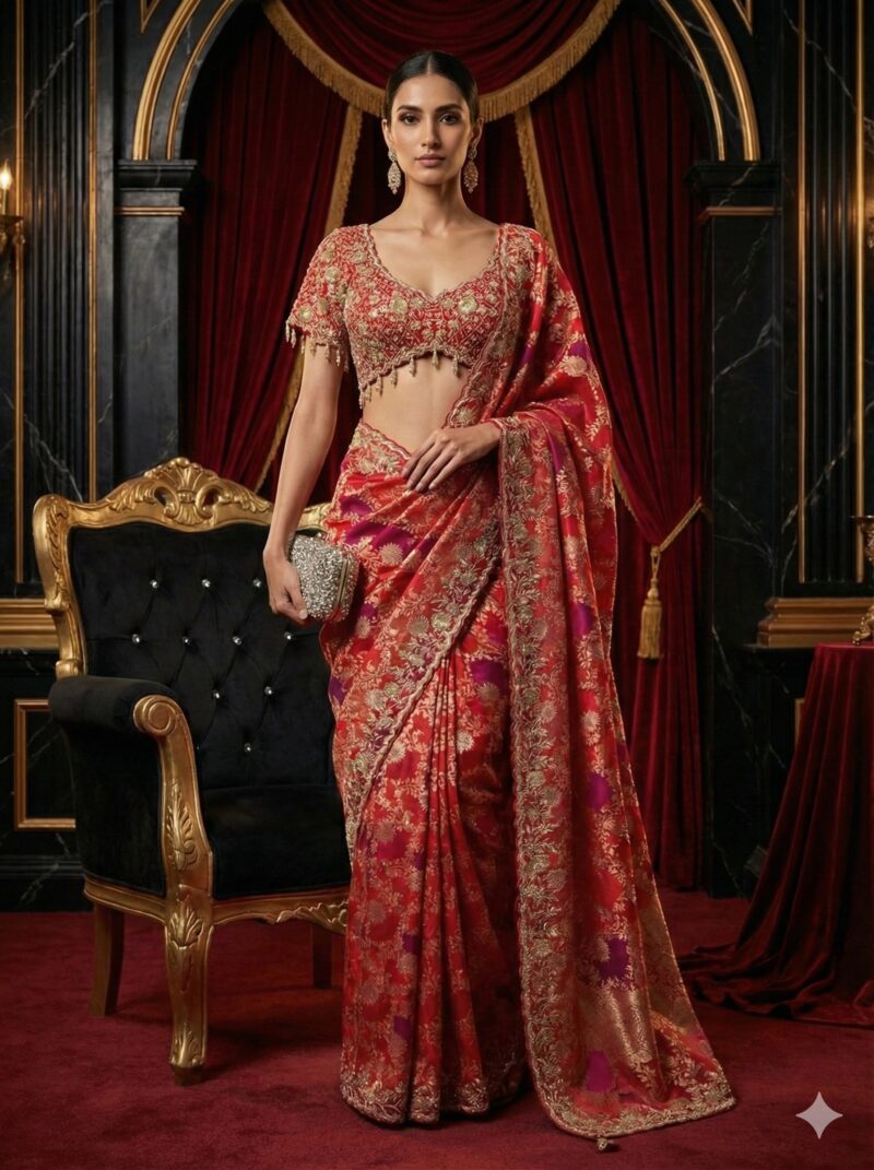 Timeless Scarlet Heritage Saree
