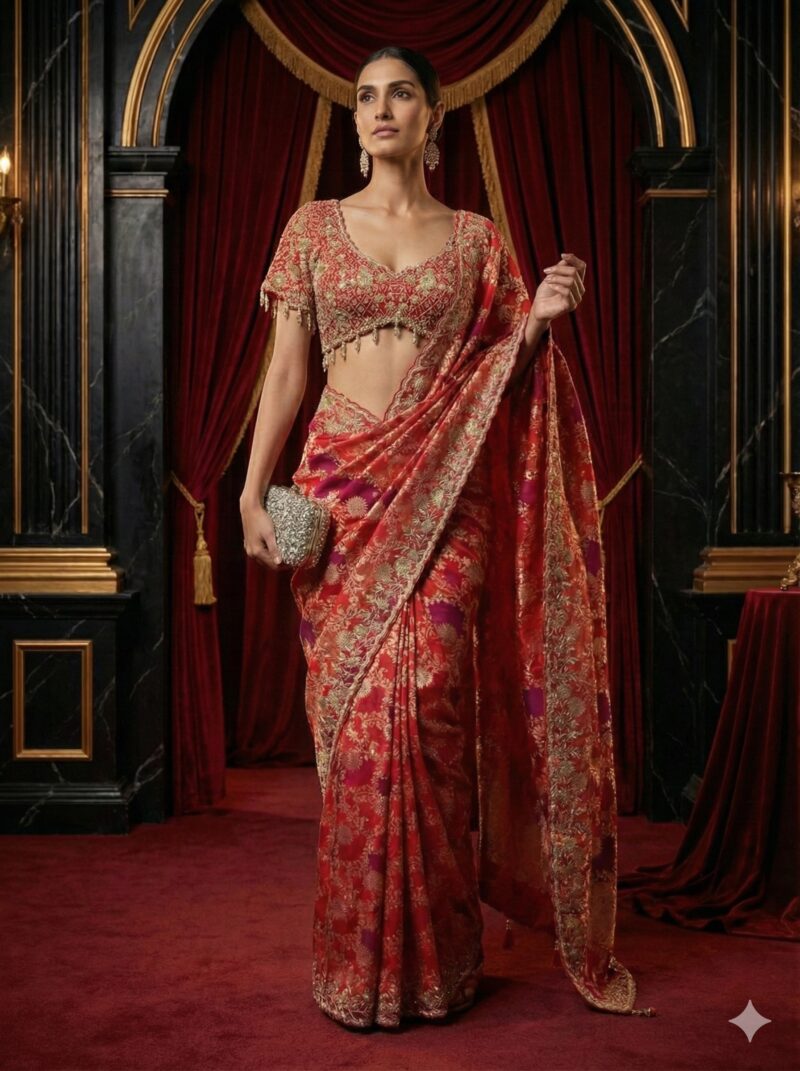 Timeless Scarlet Heritage Saree