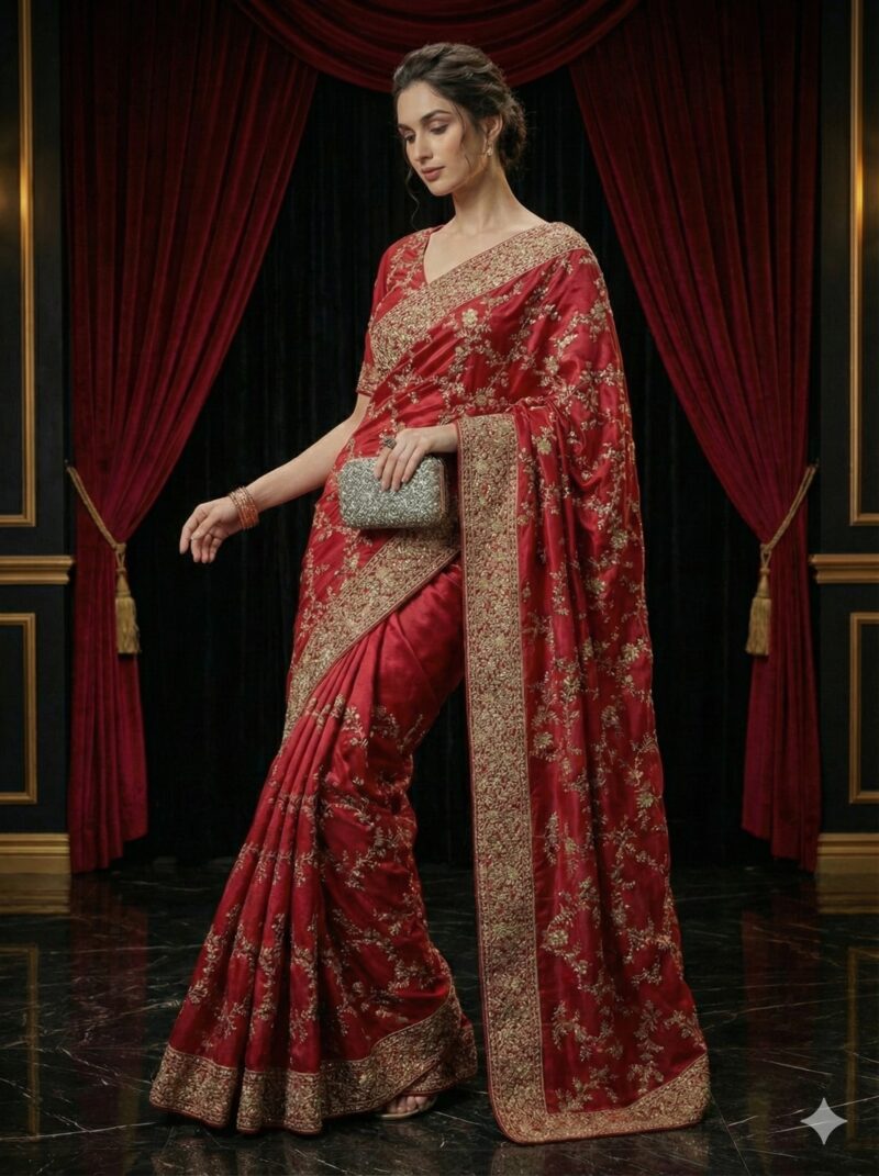 Embellished Crimson Saree