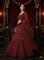 Elegant Maroon Embroidered Lehenga