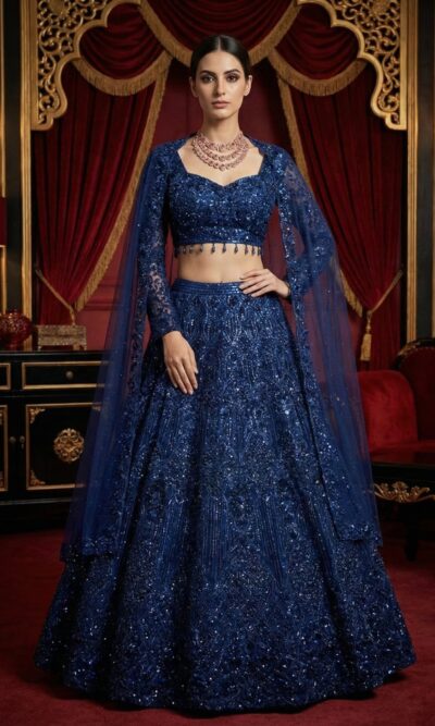 Royal Navy Sequins Lehenga