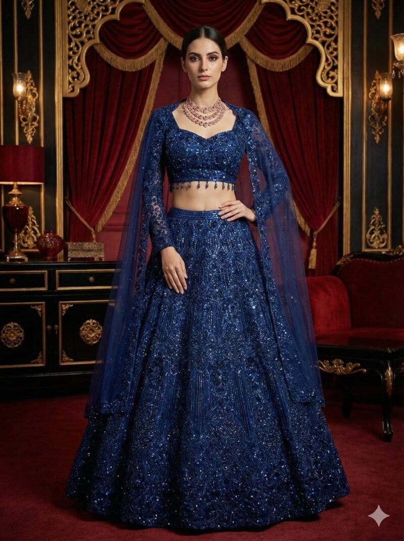 Royal Navy Sequins Lehenga