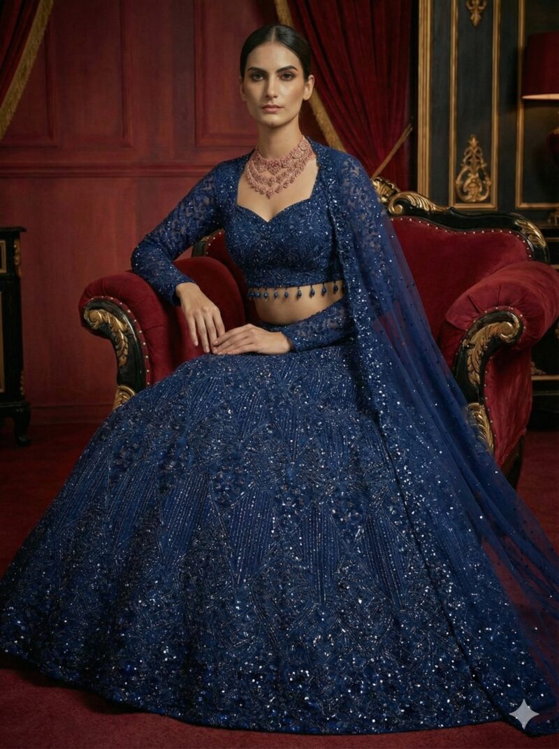 Royal Navy Sequins Lehenga