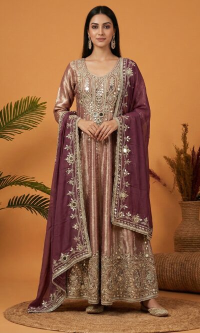 Shimmery Royal Mirror Work Anarkali