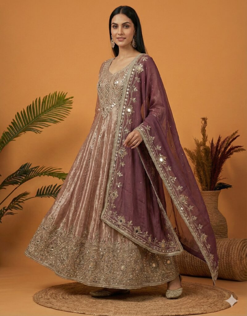 Shimmery Royal Mirror Work Anarkali