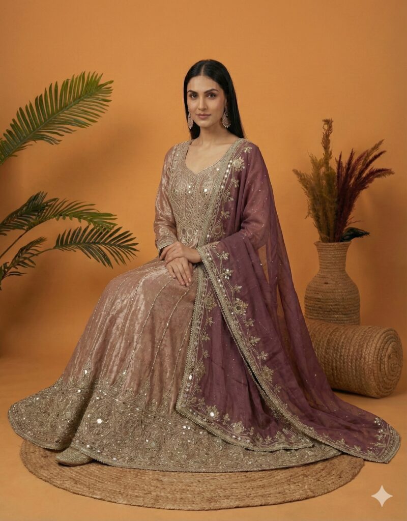Shimmery Royal Mirror Work Anarkali