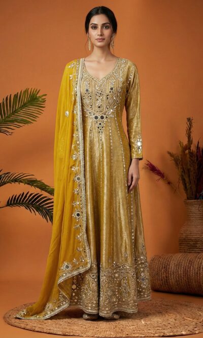 Shimmery Royal Mirror Work Anarkali