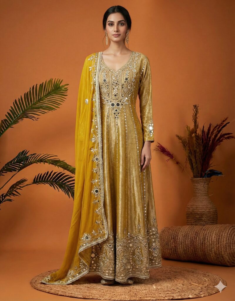 Shimmery Royal Mirror Work Anarkali