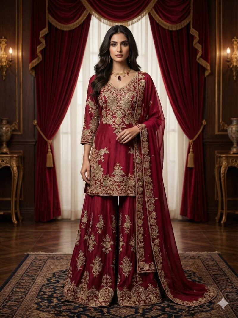 Royal Red Sharara Suit
