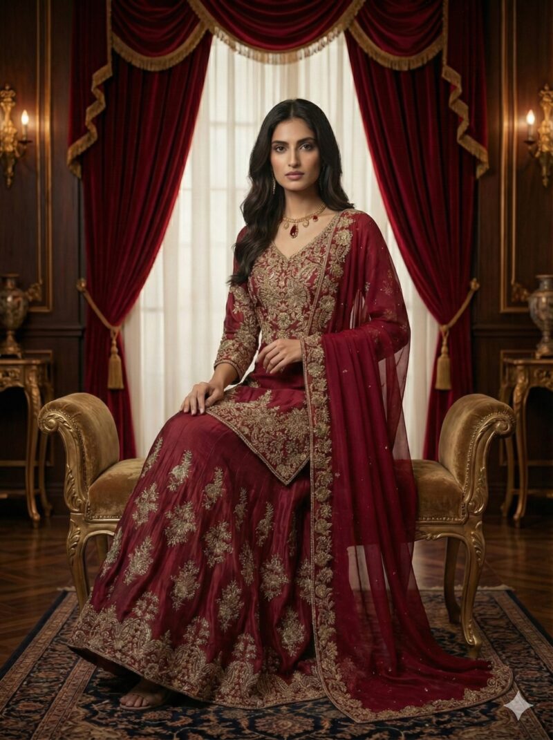 Royal Red Sharara Suit