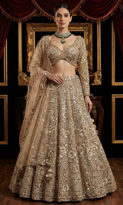 Champagne Gold Bridal Lehenga