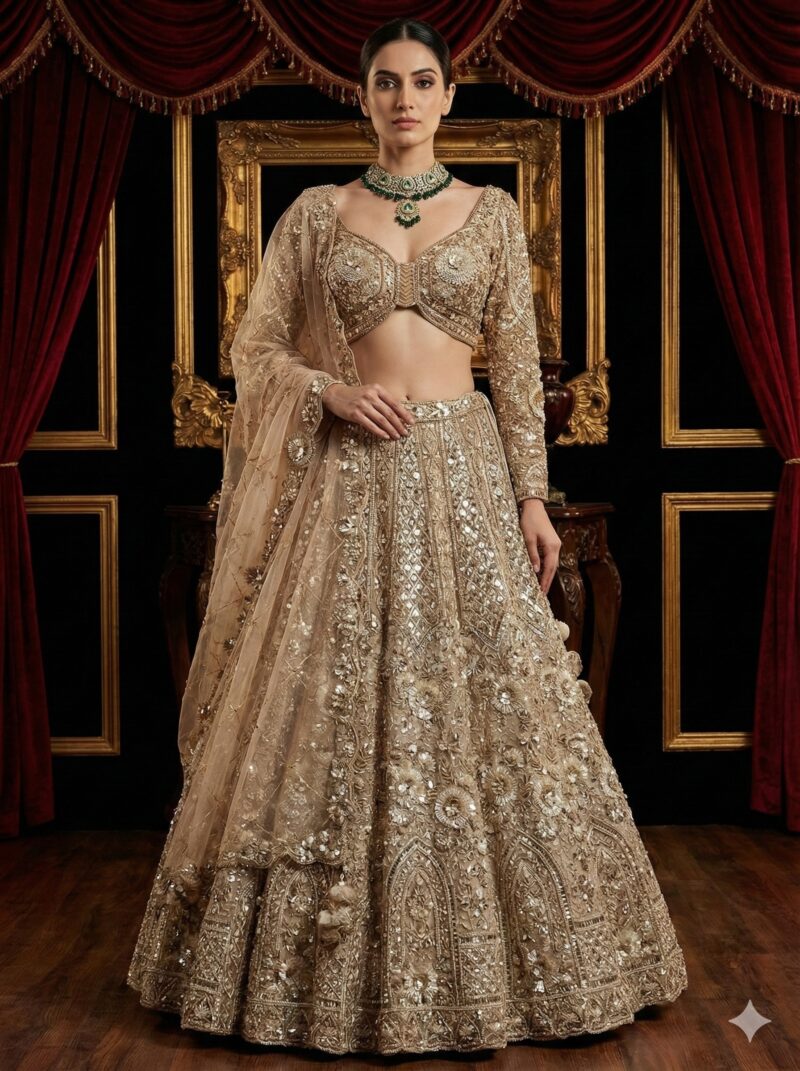 Champagne Gold Bridal Lehenga