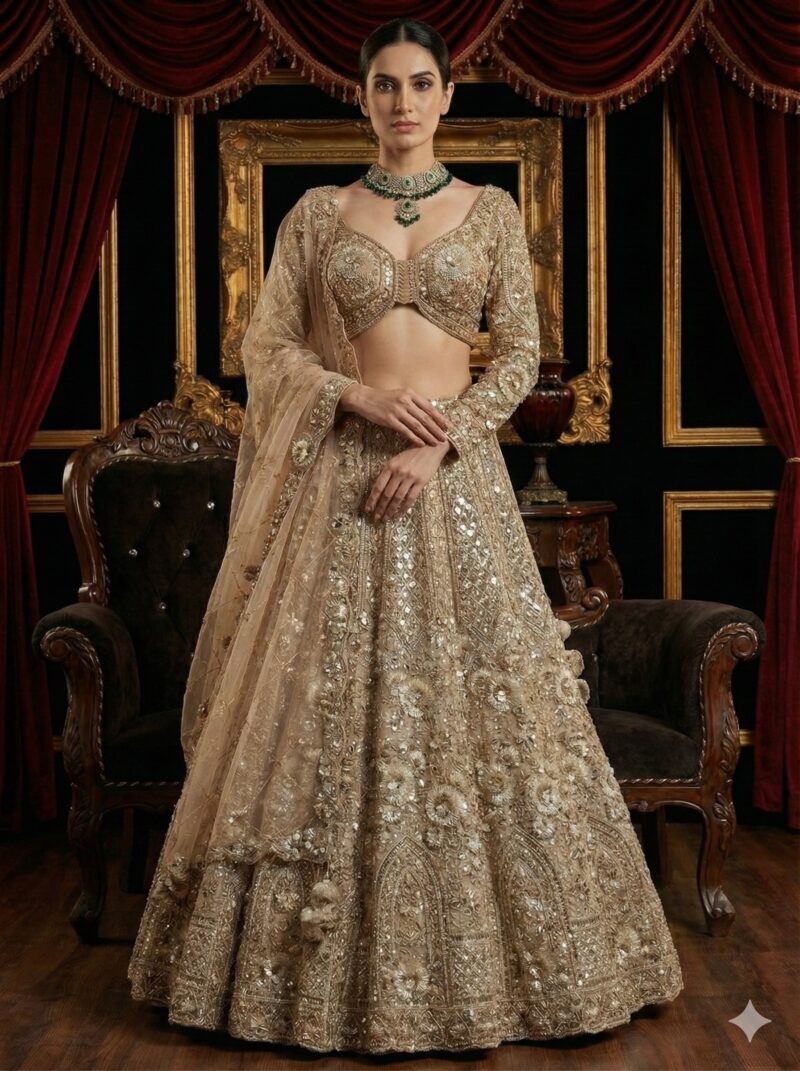 Champagne Gold Bridal Lehenga