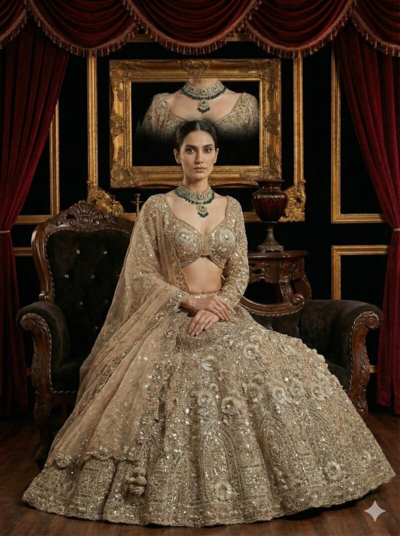 Champagne Gold Bridal Lehenga