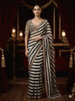 Embroidered Striped Saree