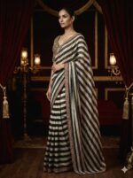Embroidered Striped Saree