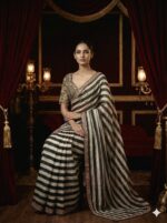 Embroidered Striped Saree
