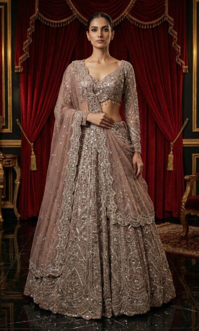 Embroidered Royal Blush Lehenga