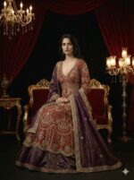 Deep Red Gold Embroidered Anarkali