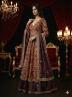 Deep Red Gold Embroidered Anarkali
