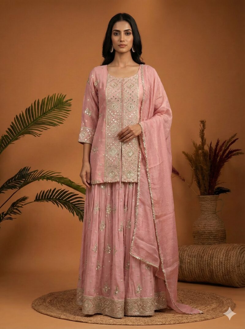 Soft Pink Embroidered Suit