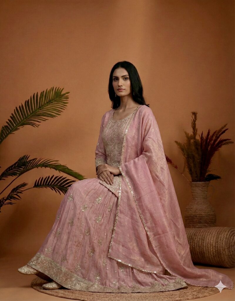 Soft Pink Embroidered Suit
