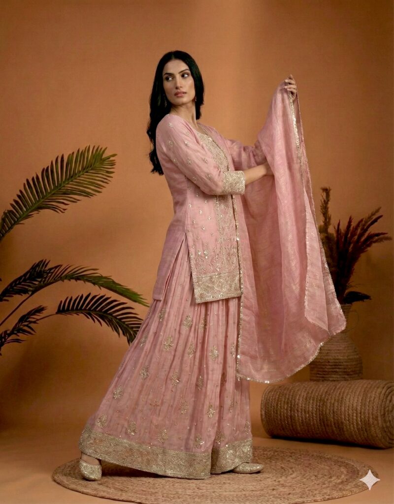 Soft Pink Embroidered Suit