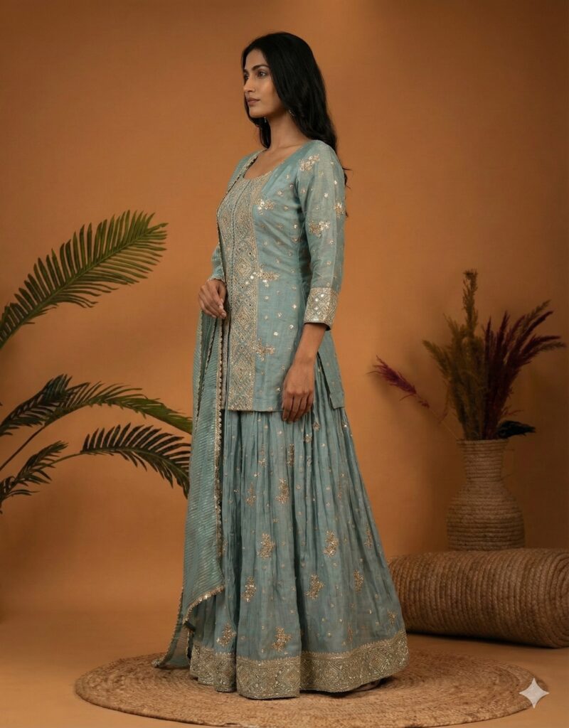 Powder Blue Embroidered Suit