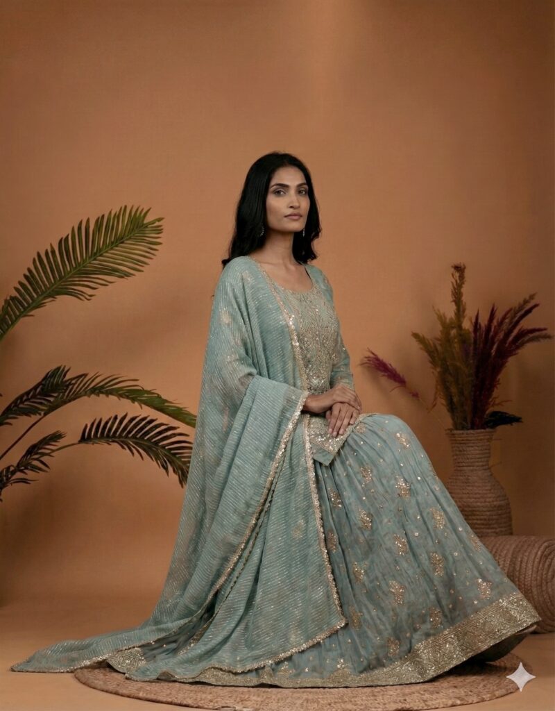 Powder Blue Embroidered Suit