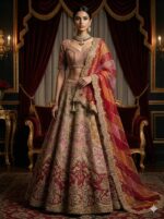 Royal Gold Maroon Zari Ensemble