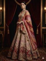 Royal Gold Maroon Zari Ensemble