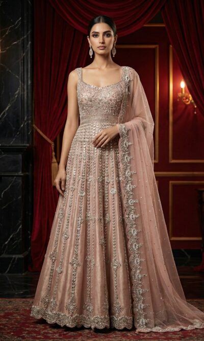 Blush Pink Silver Grace Anarkali