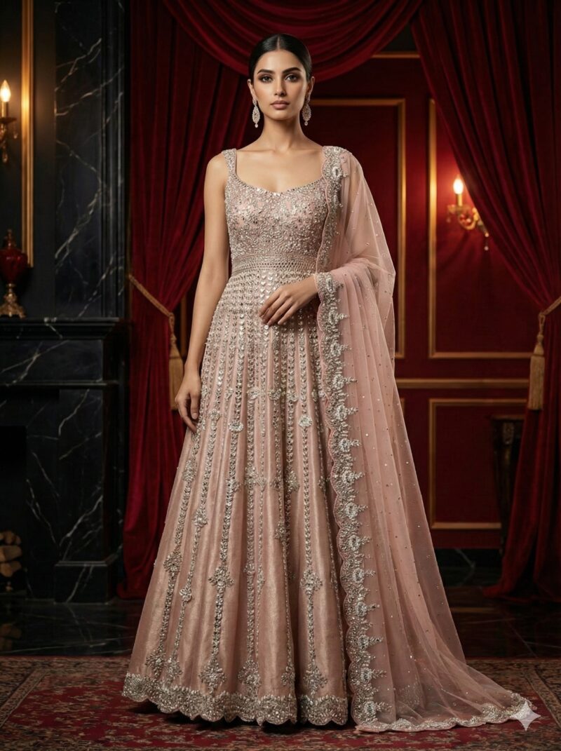 Blush Pink Silver Grace Anarkali