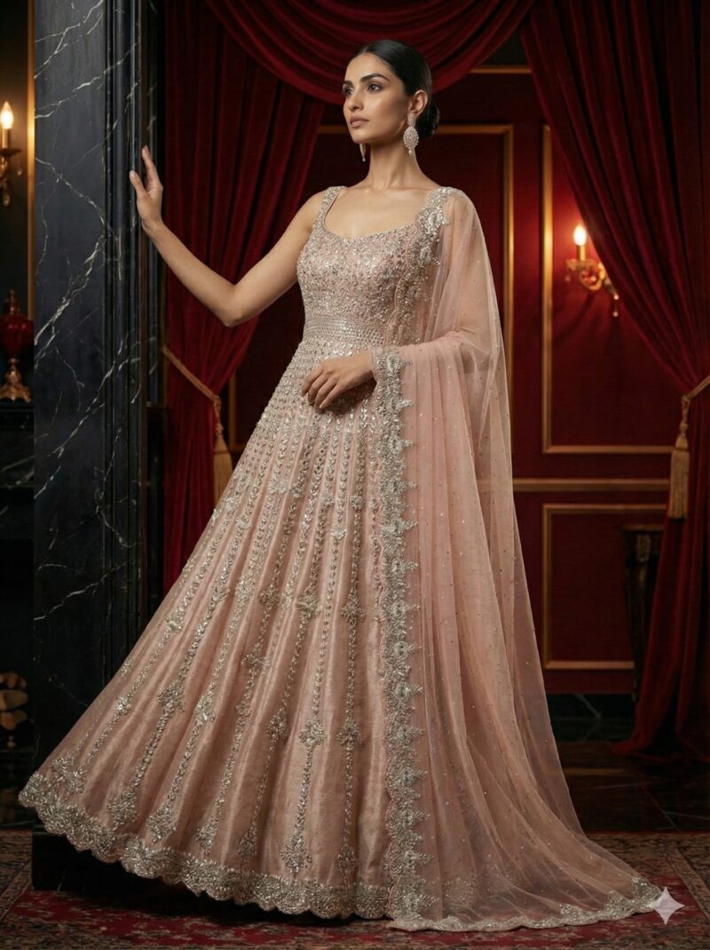 Blush Pink Silver Grace Anarkali