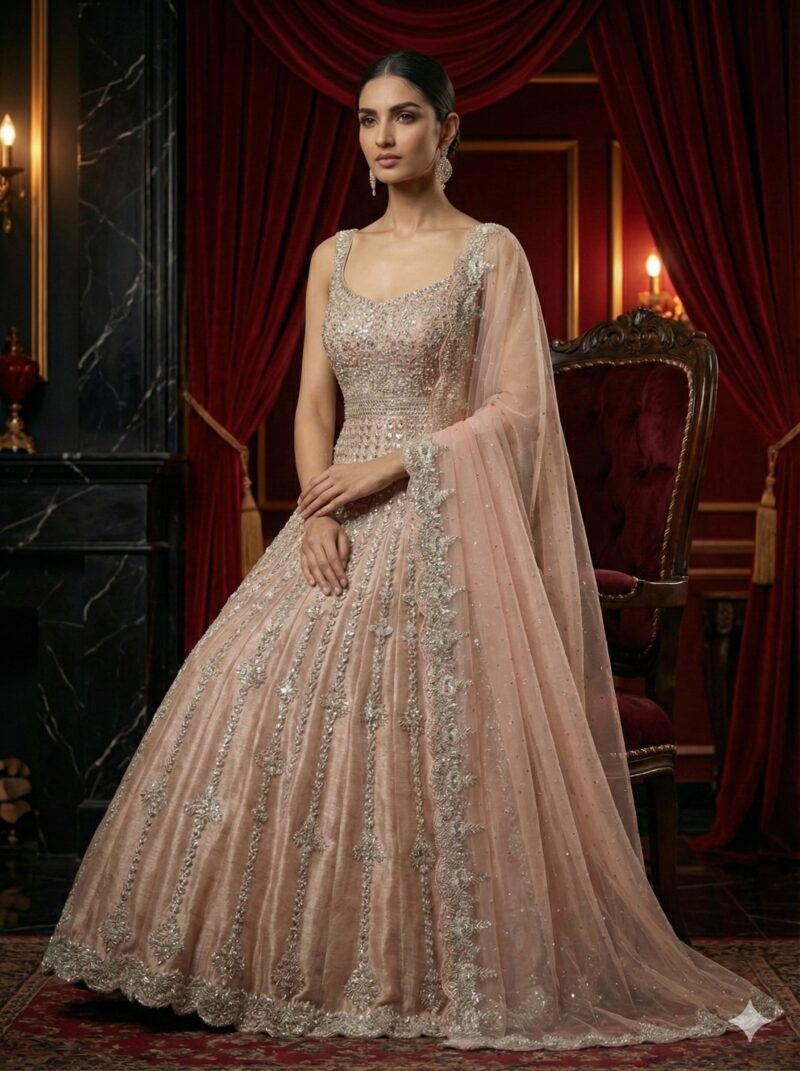 Blush Pink Silver Grace Anarkali